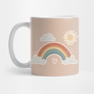 Cute Pastel Rainbow with Clouds and Sun Mug